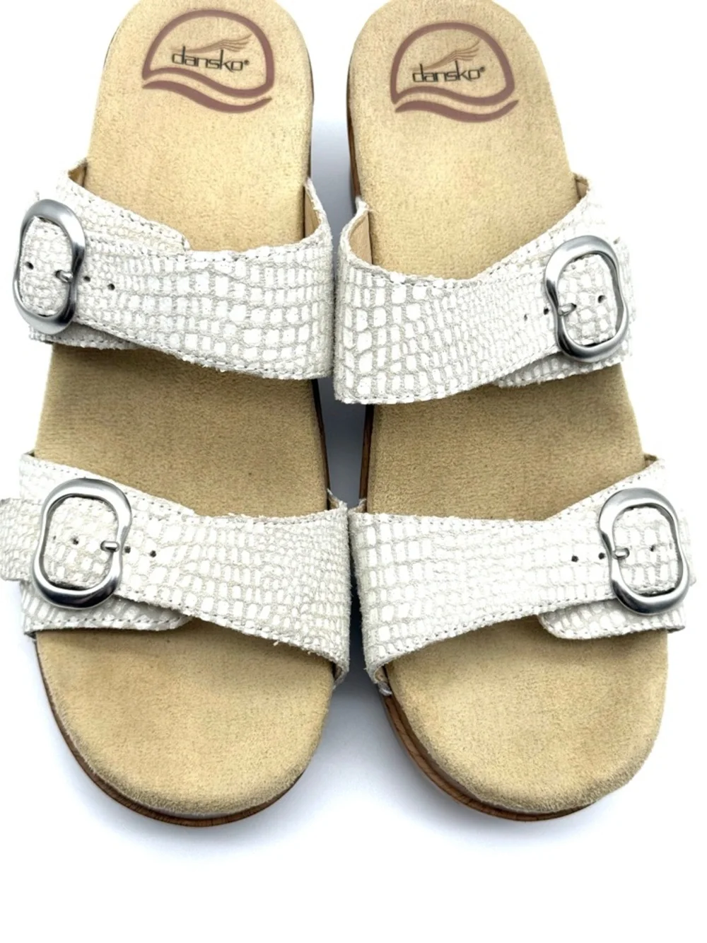 Dansko Sophie Buckle Sandal Clog White Croc EU 39 US 8.5-9